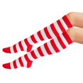 thumbnail image 2 of Ljudmp Women's Men's Christmas Knee High Sock Festive Xmas Costume Striped Socks Long Stocking For Unisex Christmas GiftsA1 Red&White, 2 of 2
