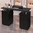 thumbnail image 2 of Tuekys 42" Manicure Table Nail Desk for Nail Tech, Nail Table Station w/Electric Dust Collector, Nail Makeup Storage Table for Beauty Salon, Pink, 2 of 9