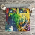 thumbnail image 3 of Ambesonne Ocean Quilted Bedspread Set 3 Pcs, Exotic Surfer on Waves, Queen Size, Multicolor, 3 of 3