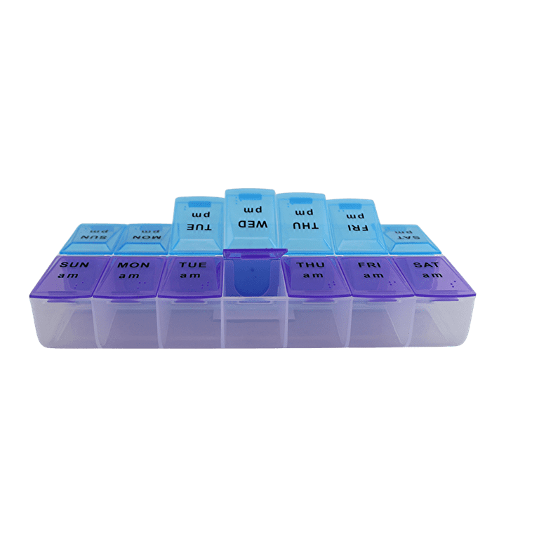 Jumbo Size 7 Day Weekly XL Pill Organizer Travel Box Vitamin Daily Reminder Extra Large [10.4 x 7 x 1.6] XXL Pills Boxes Medication Container PU Leath