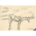 thumbnail image 2 of Cyprián Majerník 18x14 Black Ornate Wood Framed Double Matted Museum Art Print Titled - Lonely Horse (1944), 2 of 5