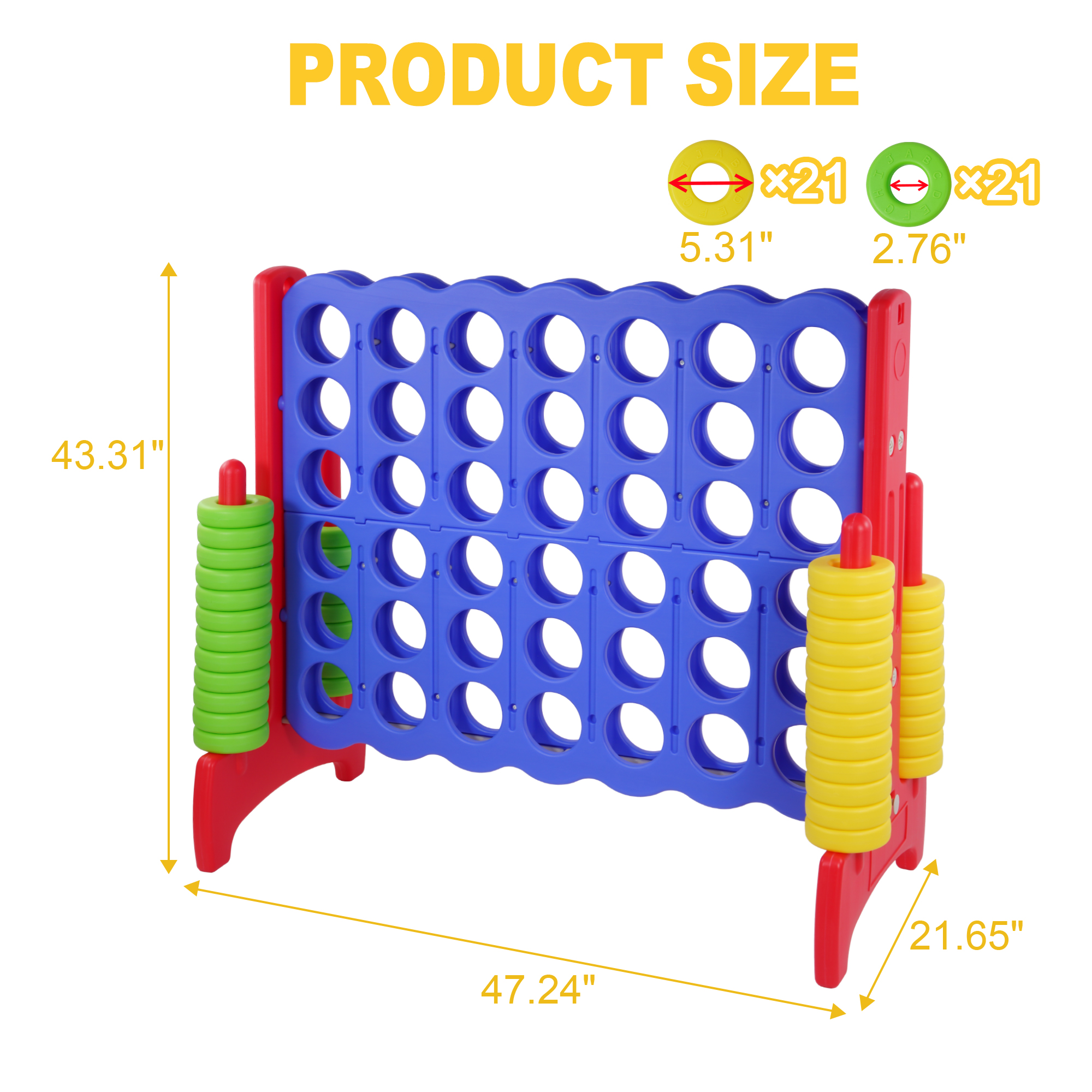 FlexWave 4-to-Score Game Set, with 42 Jumbo Rings and Quick-Release Slide, for All Ages, Perfect for Holiday Parties and Family Games, Large Size