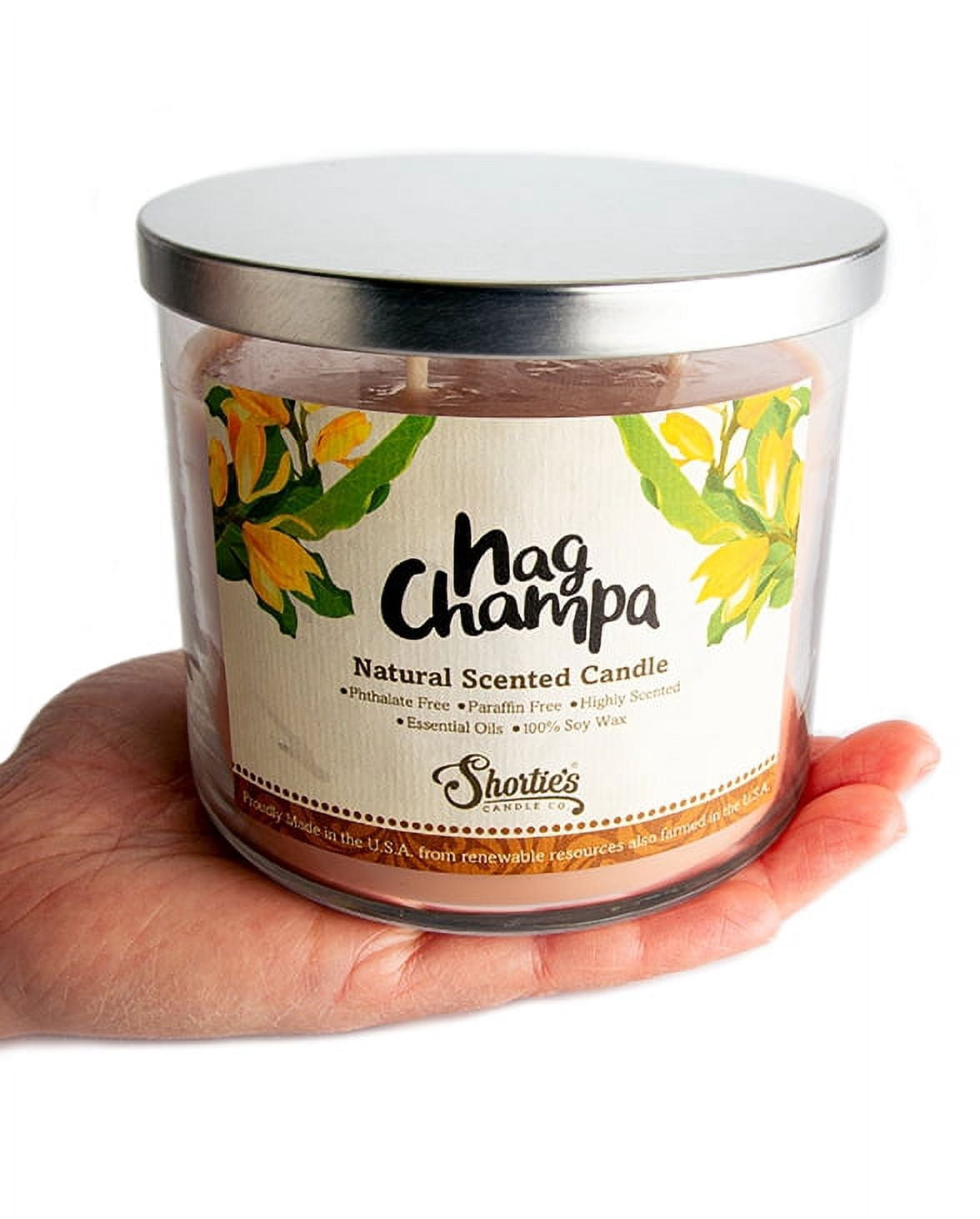 Nag Champa Scented 3 Wick Candle - All Natural - Made with 100% Responsibly Sourced Soy and Essential Fragrance Oils - Phthalate & Paraffin Free, Vegan, Non-Toxic