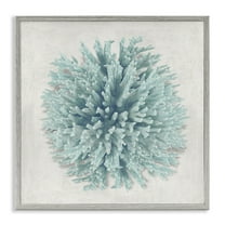 Stupell Industries Coral Ball Blue Sea Beach Design Nature Painting Gray Framed Art Print Wall Art, 17 x 17