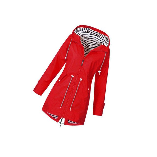 Chandail à Capuchon Doux Femme Veste Imperméable Manteau de Pluie Extérieur Femme Veste Armée Manteau Rouge m