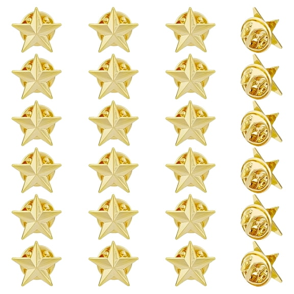 DESIGNICE 24Pcs Alloy Star Brooch Pins with Clutch Back Light Gold Pentagram Pins Brooches Set Tiny 15mm Creative Geometric Badge Tie Tack for Backpack Clothes Jackets Decoration