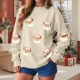 thumbnail image 6 of larppty Retro Santa Sweatshirt for Women Christmas Sweaters Crewneck Oversized Long Sleeve Tops Fashion Outfits (Beige, M), 6 of 9