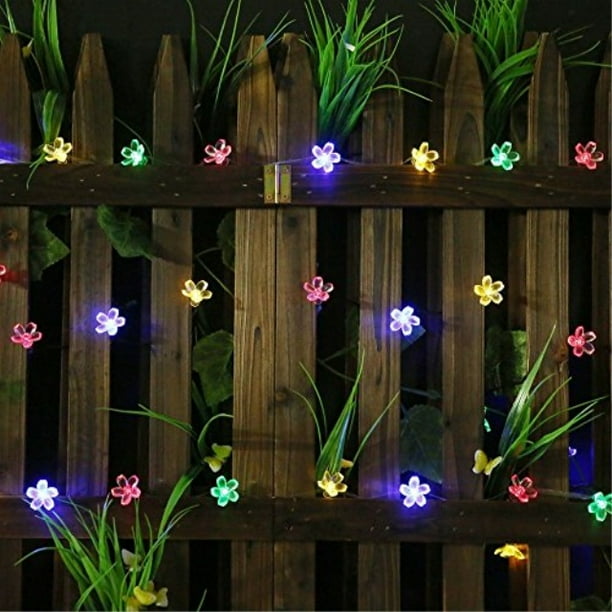 Skyfire 50 Led Solar Powered Flower Bulbs Outdoor String Lights Multi Color Com Skyfire 50 Led Solar Powered Flower, Multi Colored Led Outdoor String Lights