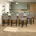 thumbnail image 2 of Bar Stools, Counter Height Chairs, Upholstered Fabric Padded Kitchen Island Wood Barstools with Button Tufted Backrest and Solid Wood Legs, 2 of 10