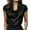 Black, variant on LIZUOJUNF Satin Blouses for Women Cowl Neck Short Sleeve Elegant Shirt Summer Tops Work Office Outfits