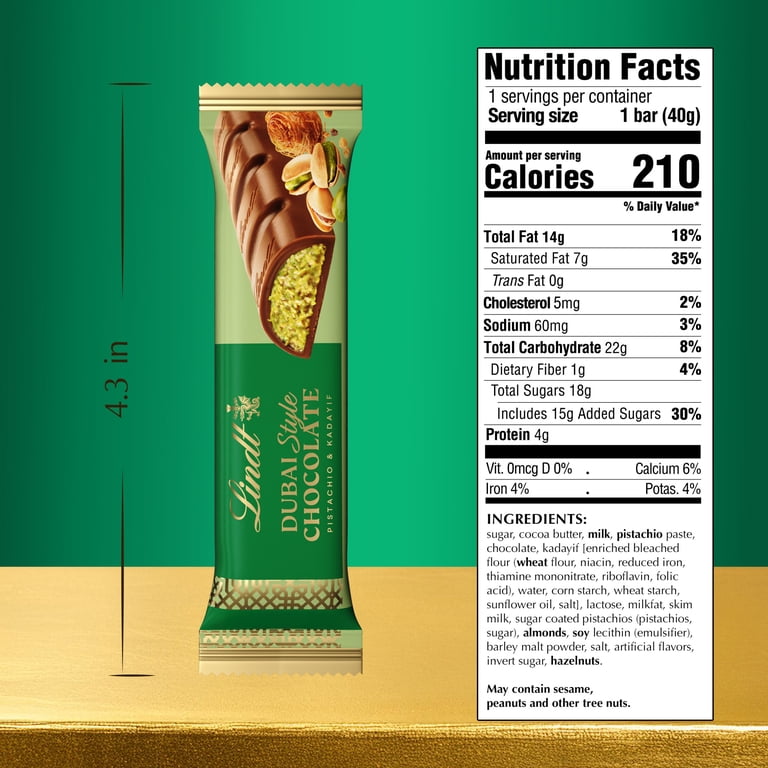 Lindt Dubai Style Milk Chocolate Candy with Pistachio & Kadayif