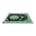 thumbnail image 2 of Ahgly Company Machine Washable Indoor Round Medallion Turquoise Blue Traditional Area Rugs, 8' Round, 2 of 4