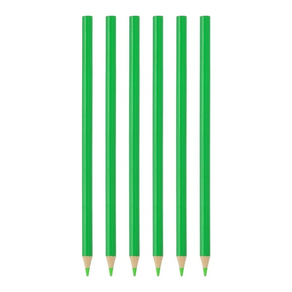 Uxcell Yellow Green Colored Pencils Set, 6Pcs Oil Color Pencils Wooden Coloring Drawing Pencil for Artists Art Painting