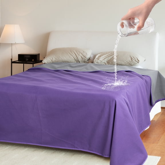 Catalonia Waterproof Throw Blankets for Beds, All Ages, People and Pets, Purple Daek Gray, 60" x 80"