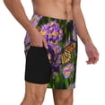 thumbnail image 2 of Sikiie butterflies and Gardens Print Men's Double Layer Swimming Trunks, Adjustable Waistband and Pockets Sports Swimming Trunks, Beach Swimwear-Small, 2 of 6