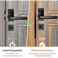 thumbnail image 4 of Door Latch Cover, 2 Pcs Door Latch Guard Plate, L Shaped Security Reinforcement Striker Plates, Cover The Gap Between Door Lock and Door Frame(Black), 4 of 7