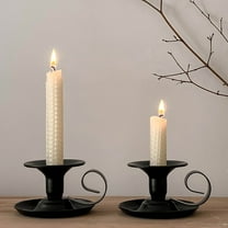BCZHQQ Taper Candle Stick Holder,2pcs Retro Iron Simple Black Candlestick Holders Candlelight Stand for Party Wedding Christmas Table Home Decoration