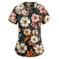 thumbnail image 5 of Scrubs for Women Plus Size,Floral Print Scrub Tops - Side Pocket Design for Nurses & Healthcare Workers - Black - XL, 5 of 5
