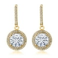 thumbnail image 2 of Gem Stone King 18K Yellow Gold Plated Silver Dangle Earrings Set with 10.16cttw Moissanite (10.16 Cttw), 2 of 3