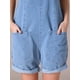 thumbnail image 5 of INSPIRAR CHIC Mono de mezclilla para mujer sin mangas, casual, suelto, con pantalones cortos de jean y bolsillos, XL, azul, 5 of 5