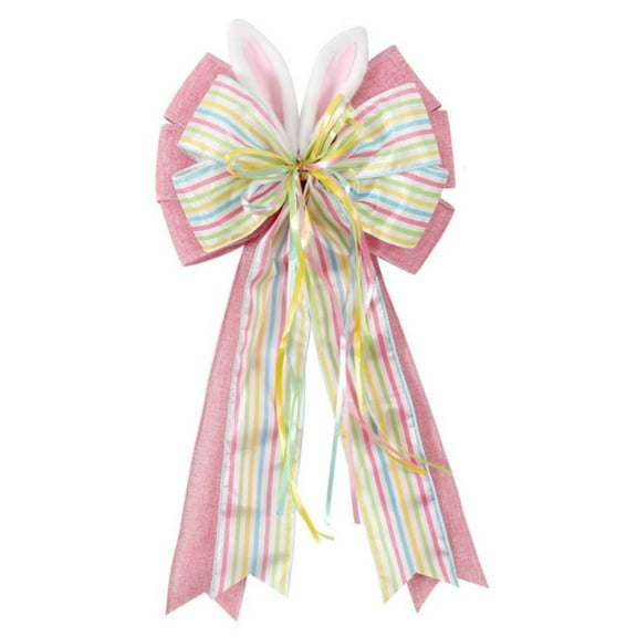 Easter Large Bow Outdoor Decorations - Vibrant Bunny Bow for Front Door Wreaths, Easy to Hang, Perfect for Home and Garden Easter Celebrations!