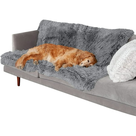 UPC: 0842229126808 | FurHaven Pet Products Long Faux Fur & Velvet Water-Repellent Pet Blanket for Dogs & Cats – Gray Extra Large
