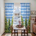 thumbnail image 5 of Christmas Snowflakes Sheer Curtains 108 Inches Long, Xmas Winter Green Pine Trees Blue Plaid Light Filtering Window Curtains for Living Room, Rod Pocket Voile Sheer Drapes, 52"Wx108"L, 2 Panels, 5 of 9