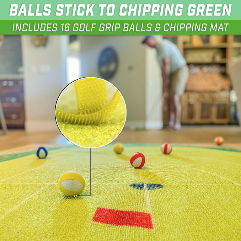 GoSports Chip N Stick Golf Hitting Game, Includes 1 Chip N Stick Game Mat,  16 Grip Golf Balls and Chipping Putting Mat