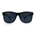thumbnail image 4 of Hipster Color Mirror Inset Shield Lens Horn Rim Retro Plastic Sunglasses All Black, 4 of 7