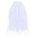 thumbnail image 2 of Women's Asymmetrical Skirt with Star Print, Sequin Embellished Puff Tulle Hemline, Elastic Waist Party Skirt for Festivals, Concerts and Special Occasions,White,M, 2 of 6
