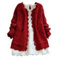 thumbnail image 5 of Lovskoo Cardigan Sweaters for Women Long Sleeve Winter Solid Casual Hollow Dough Twists Solid Button Knitting Cardigan Coat Red, 5 of 6