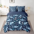 thumbnail image 2 of Feelyou Blue Shark Twin Bedding Sets 7pcs, Ocean Seashell Starfish Bedding Comforter Set, 2 of 8