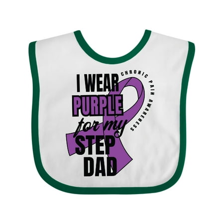 

Inktastic Chronic Pain I Wear Purple For My Step Dad Gift Baby Boy or Baby Girl Bib