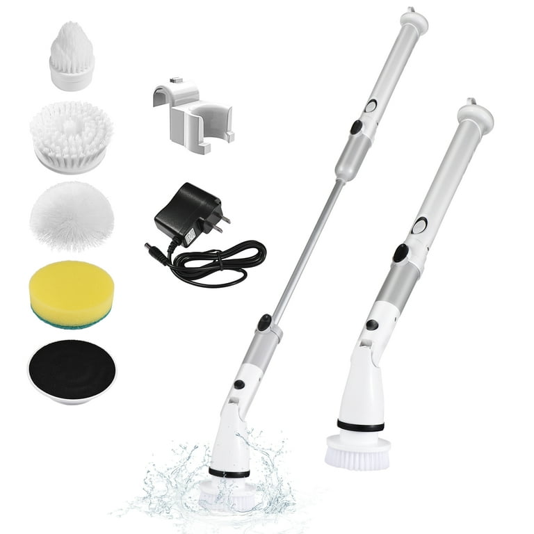 Electric Spin Scrubber 360 Cordless Bathroom Shower Scrubber Brush with  Handle, Rechargeable Handheld Power Scrubber with 4 Replaceable Brush Heads