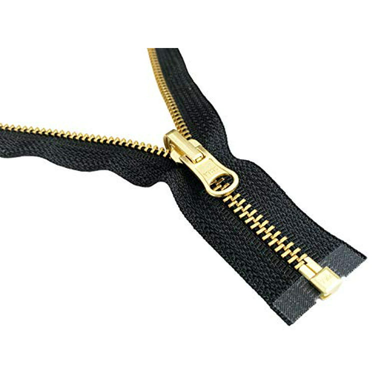 Italian Made High-Quality Finish #5 30 Brass Jacket Zipper - Black