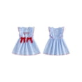 thumbnail image 2 of BemeyourBBs Kids Toddler Baby Girl 4th of July Dress Baby Girls Independent Day Clothes Patriot USA Flag Letter Embroidery striped Flying Sleeve Front Bow Princess Summer Party Holiday Dress, 2 of 8