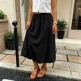 thumbnail image 5 of Zpanxa Girls Summer Clothes Kids Girls Skirt Casual Midi A-Line Plain Side Pocket Elastic High Waist Flowy Hem Skirts Black 5 Years, 5 of 9