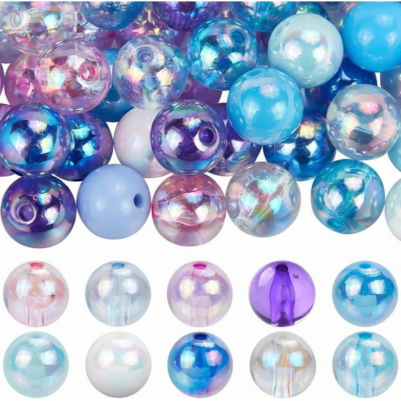 1 Box 60Pcs 10 Colors Colorful Bubblegum Beads Acrylic Beads 16mm Bulk Pink Blue Purple Green Large Plastic Round Valentine's Day Bead