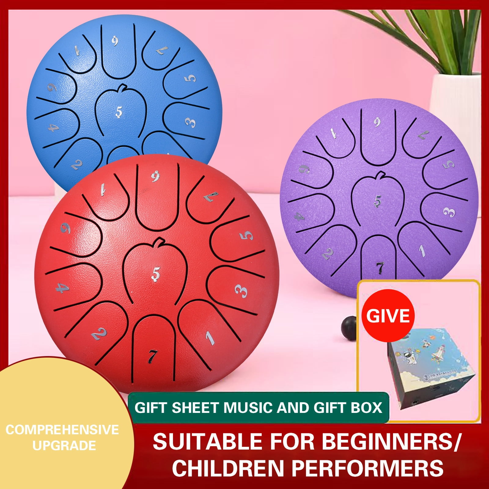 Qocolhg Outdoor Musical Rain Drums, 6 inch 11 Tone C Key Steel Tongue Drums for Outside, Musical Instruments for Toddlers 1-3, Mini Handpan for Meditation Yoga Zen Musical Education, Green