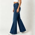 thumbnail image 3 of Vivianyo HD Women's Elastic Waist Drawstring Flare Jeans with Pockets, High Waist Denim Pants For Women, Long Flared Pull on Denim Trousers for Shopping Trips and Casual Outings, Sizes S-2XL, 3 of 7