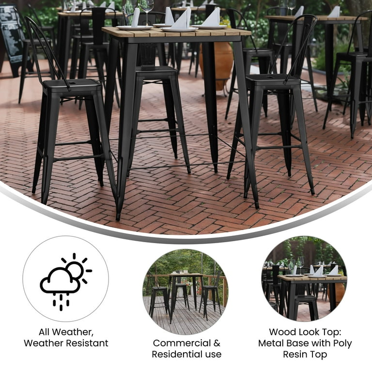 Flash Furniture Declan Commercial Indoor/Outdoor Bar Top Table