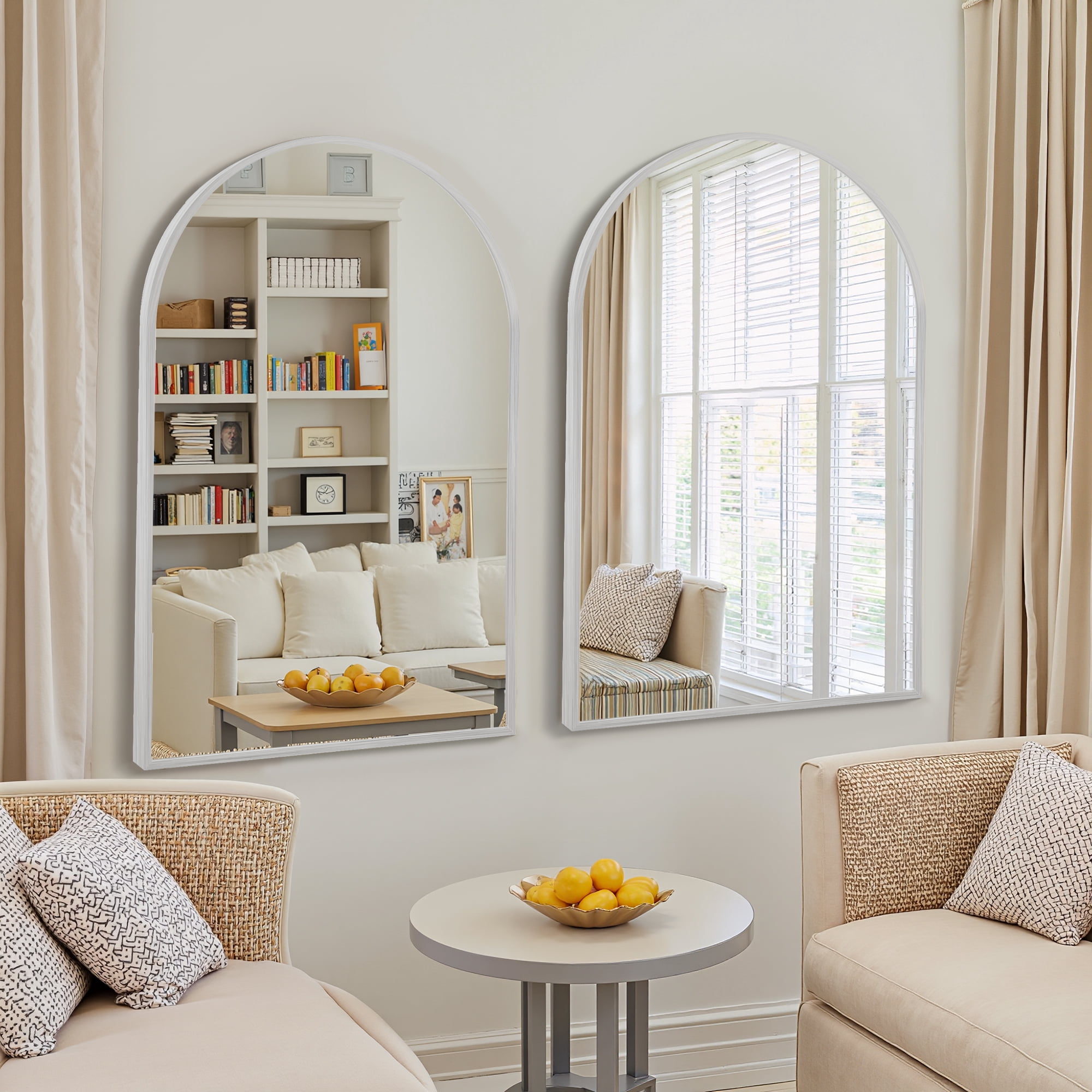 MAYEERTY Set of 2 Arched Wall Mirror, Aluminum Alloy Bathroom Vanity Mirror, 35.8"x24"
