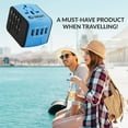 thumbnail image 7 of International Power Adapter, Universal Worldwide Travel Charger with 2.4A 4 USB All in One Wall Charger for Euro, AUS, UK, USA (Blue), 7 of 7