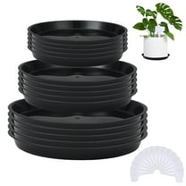 topjuju 15 Pcs Large Plant Saucers, 10/12/14 inches Plastic Plant Trays to Catch Water, Extra Large Plant Saucer with Labels, Heavy Duty Plant Drip Trays for Plant Pots Indoors Outdoors