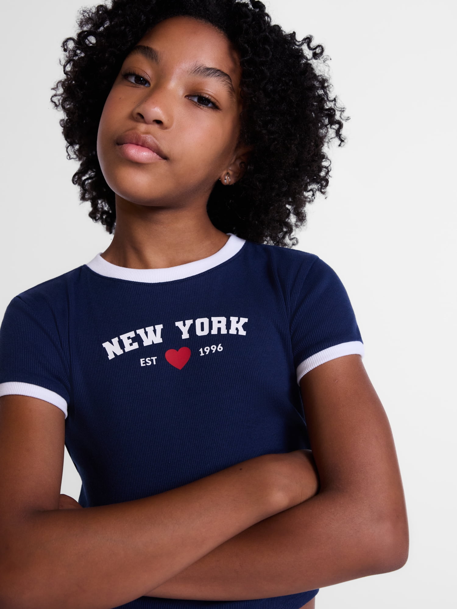 Weekend Academy Girls Graphic Baby Tee with Short Sleeves, Sizes 4-18