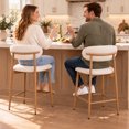 thumbnail image 6 of Bar Stools with Back Sets of 2, LEGAHOME 26"Counter Height Bar Stool, Modern Farmhouse Upholstered Bar Stool Chairs Set of 2 with Curved Back & Wood-Grain Metal Legs for 34"-39" Kitchen Island, 6 of 7