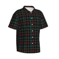 thumbnail image 2 of Hawaiian Shirt For Men, Buffalo Plaid Dark Green Mens Button Down Short Sleeve Shirt, Summer Beach Shirts For Men, 2 of 2