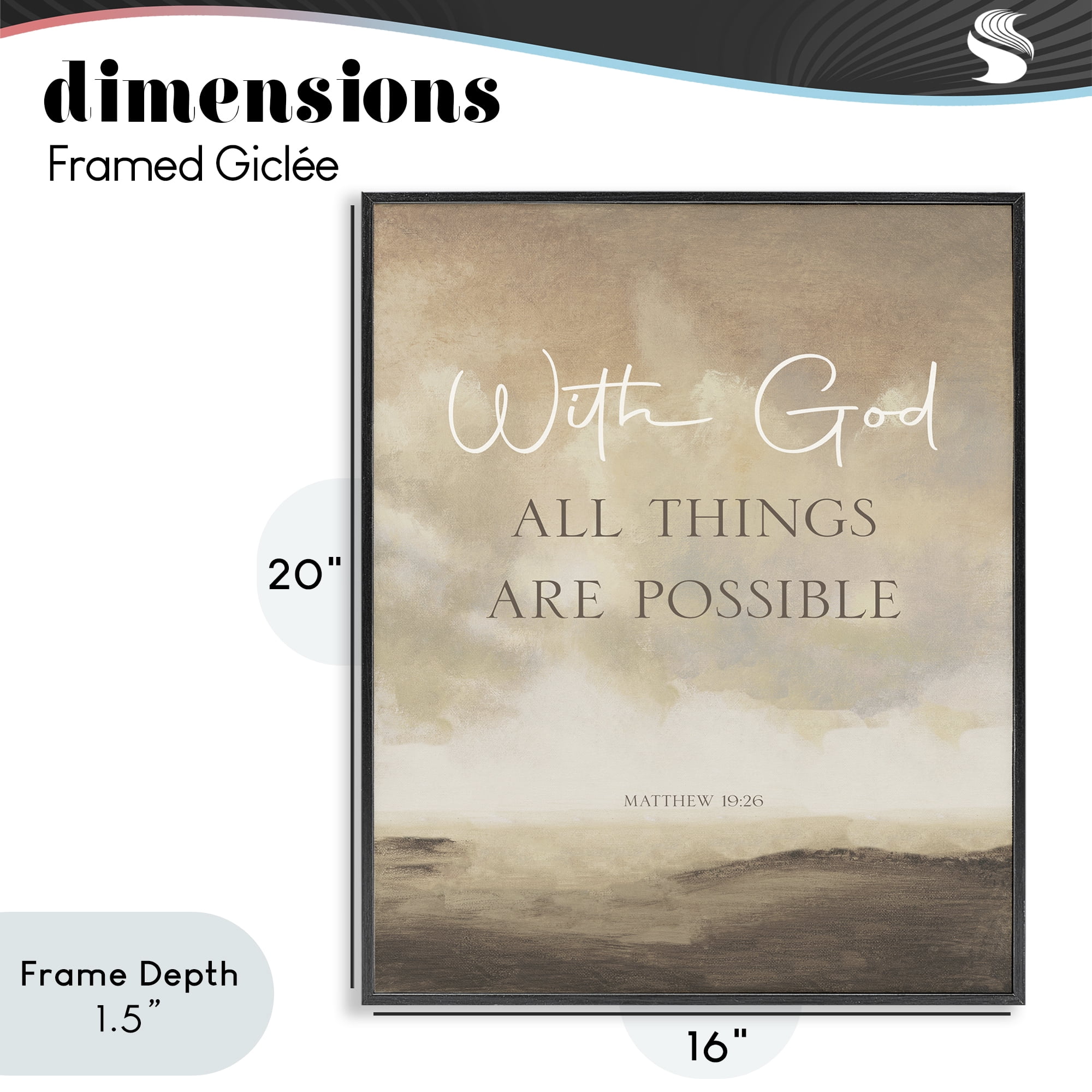 Stupell Industries With God Matthew Proverb Black Framed Giclee Art, design by John Spaeth