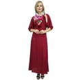 thumbnail image 4 of Bimba Robe Maxi Bohème Bordeaux pour Femme avec Foulard à Franges Tenue Décontractée d'Été-6, 4 of 9