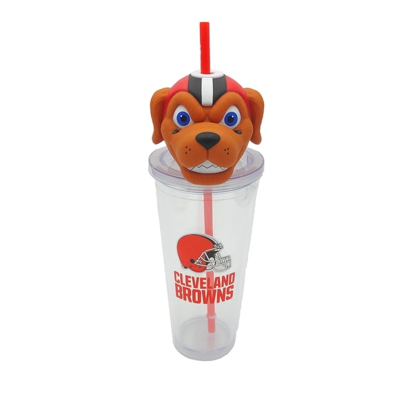 NFL Cleveland Browns Acrylic Tumbler with Team Color Straw and Team Mascot Lid Enclosure